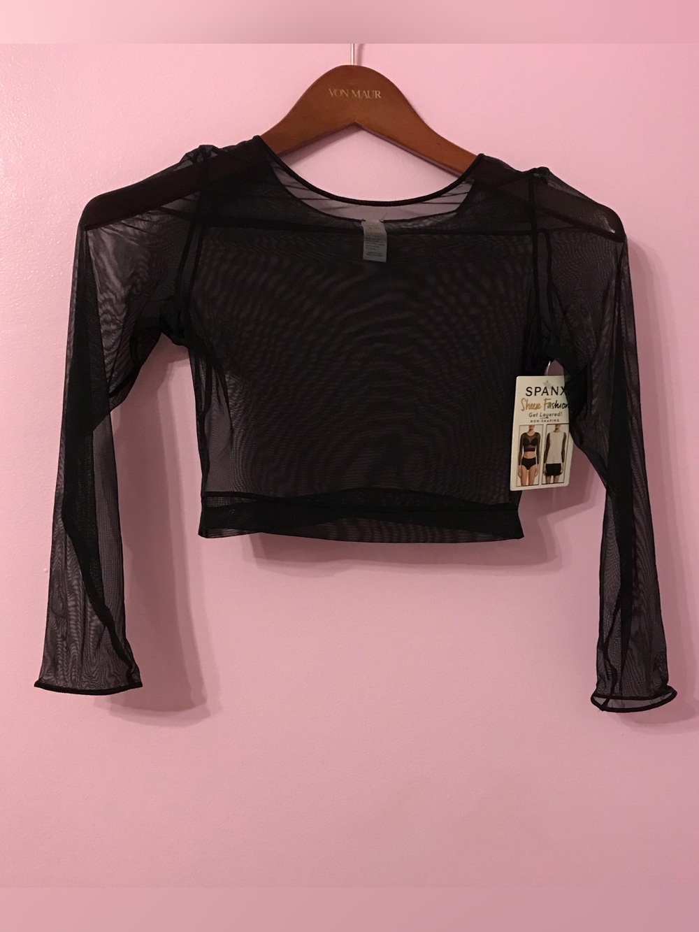 Spanx Sheer Fashion mesh cropped top arm tights size XL